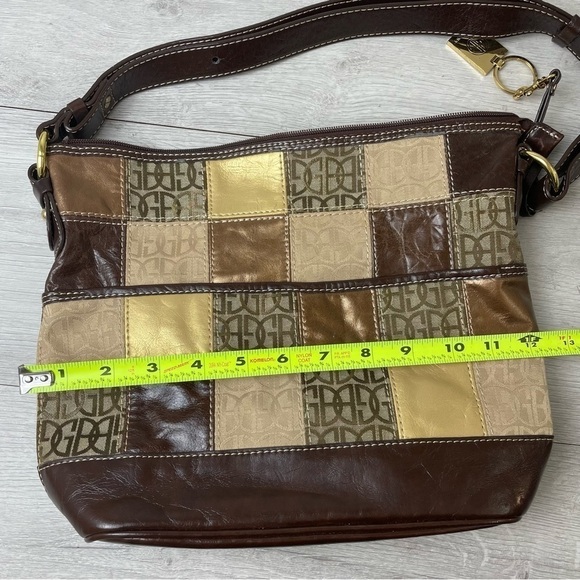 VINTAGE Giani Bernini Brown and Gold Patchwork Leather Hobo Shoulder bag - Picture 9 of 11